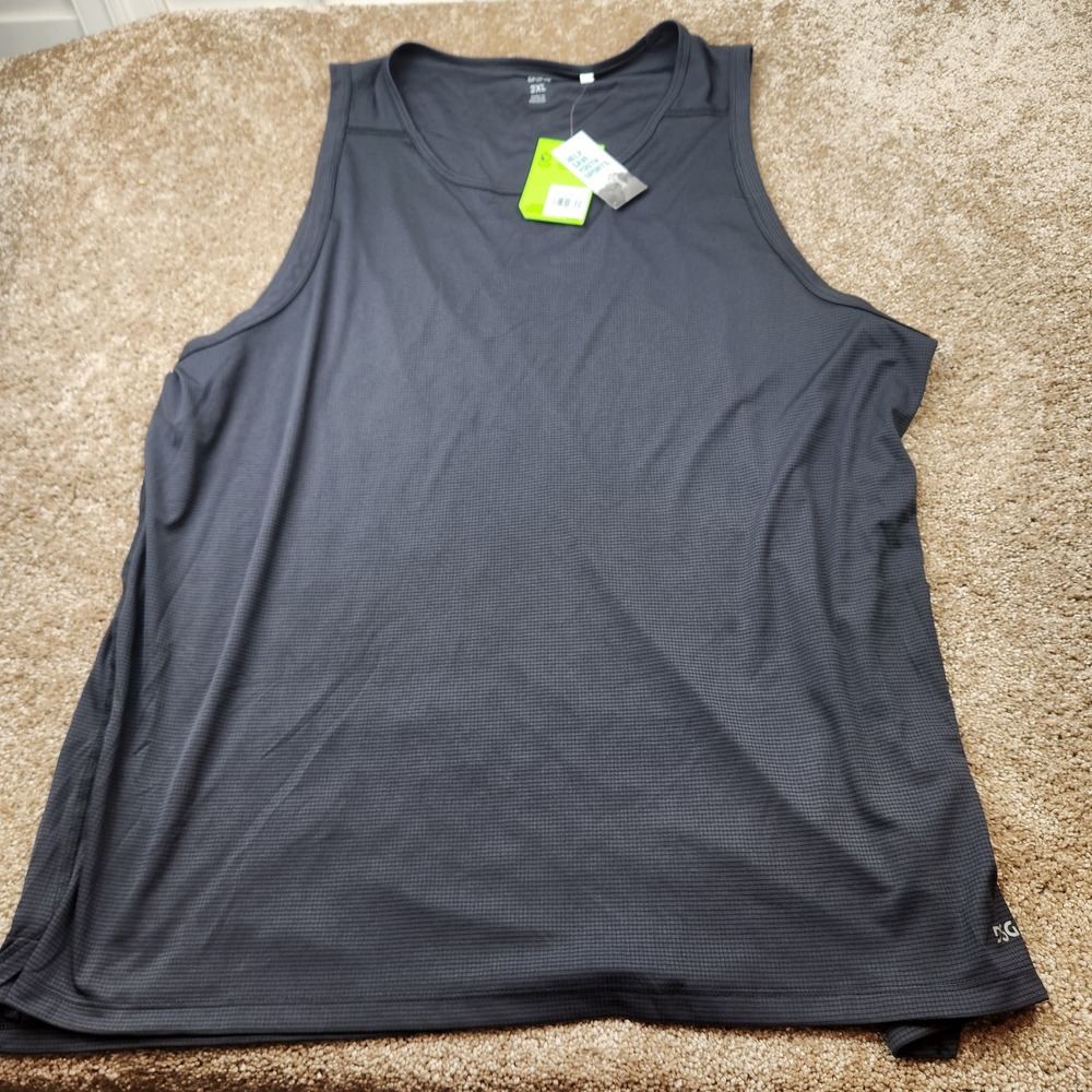 DSG Mens Run Tank Pure Black 2XL DAM22206 Moisture Wicking Reflective Running